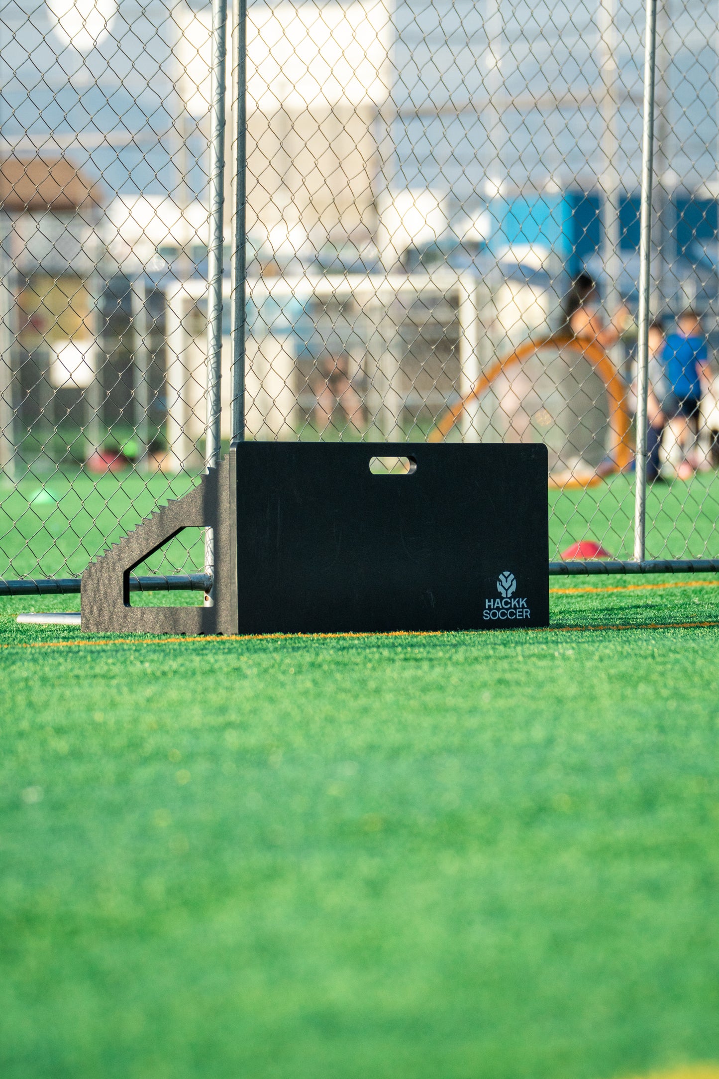 Soccer rebounder board flat folded for easy storage and transport